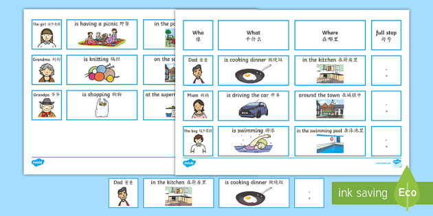 Everyday Sentence Building Cards English/Mandarin Chinese - Everyday ...