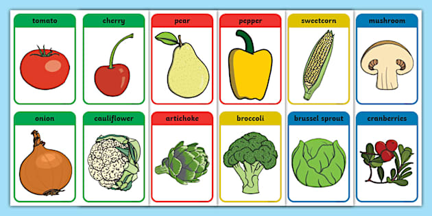 Seasonal Fruits and Vegetables Flashcards (teacher made)