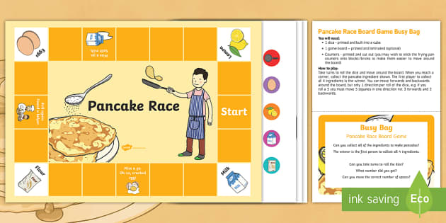 Pancake Race Board Game Busy Bag Prompt Card And Resource Pack 