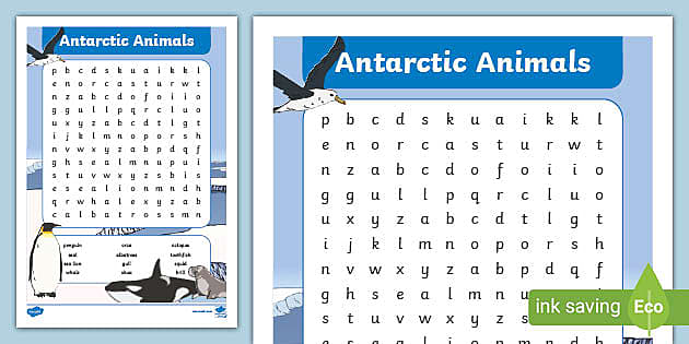 Antarctic Animals Word Search - Polar Regions - KS1 - Twinkl