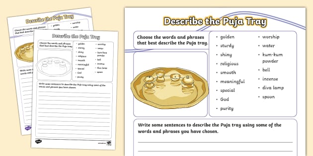 Describe the Puja Tray Worksheet (creat de profesori)