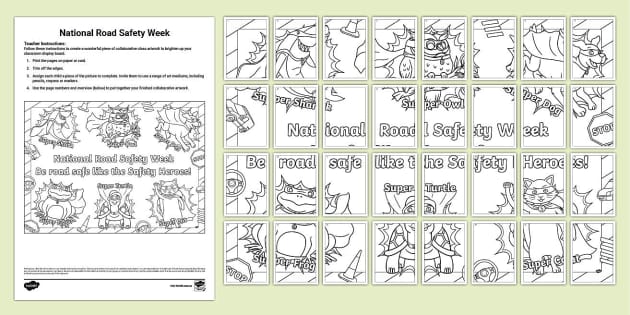 National Road Safety Week Collaborative Colouring - Twinkl