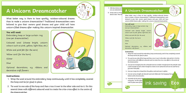 Unicorn Dreamcatcher Craft Instructions Teacher Made