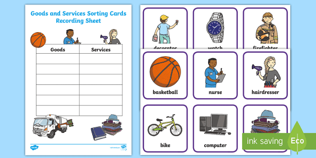 Goods and Services Sorting Cards (Teacher-Made) - Twinkl