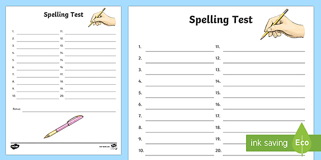 Editable Spelling Test Template Ela Resources For Kids