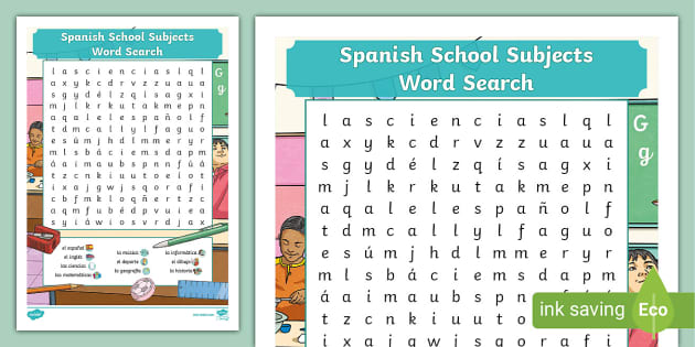  Spanish School Subjects Word Search Primary Resource