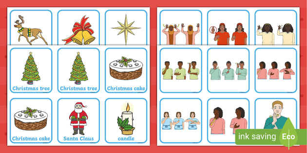 Auslan Christmas Matching Cards - Auslan Resources - Twinkl