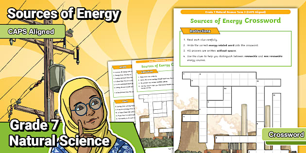 Grade 7 - NS - Term 3 - Sources of Energy Crossword - Worksheet (CAPS ...