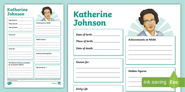 KS2 Katherine Johnson Fact File Template - Twinkl