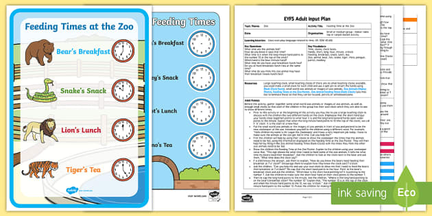 EYFS Feeding Time at the Zoo Adult Input Plan and Resource Pack