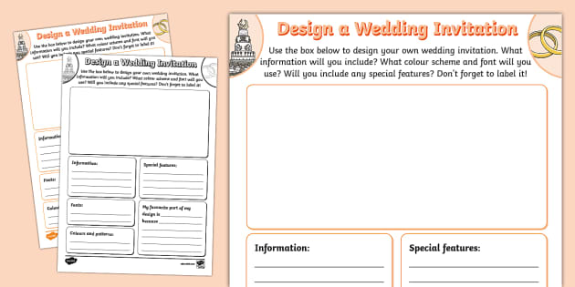 Design a Wedding Invitation Worksheet (Hecho por educadores)