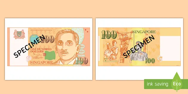 100 singapore note display cut outs teacher made