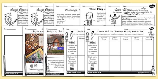 Charlie and the Chocolate Factory Worksheets Pack - Twinkl