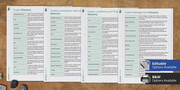 Coasts Text GCSE Geography Coasts Glossaries (teacher made)