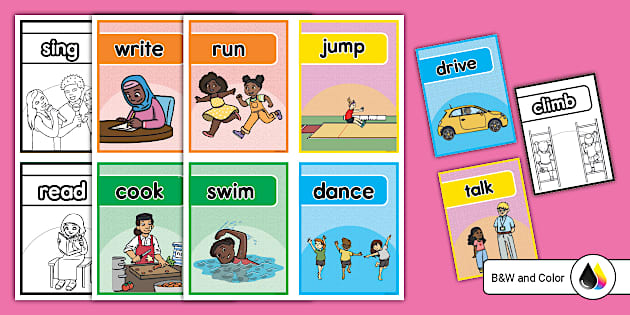 Action Verb Flash Cards Teacher Made Twinkl