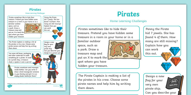 Pirates Home Learning Challenges Reception Fs2 - Twinkl