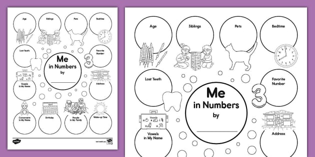 Me in Numbers Math Activity for K 2nd Grade (teacher made)