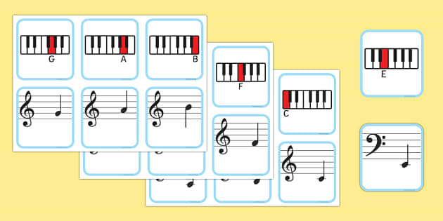 Recognition Memory Cards | Keyboard/Piano Music Notes