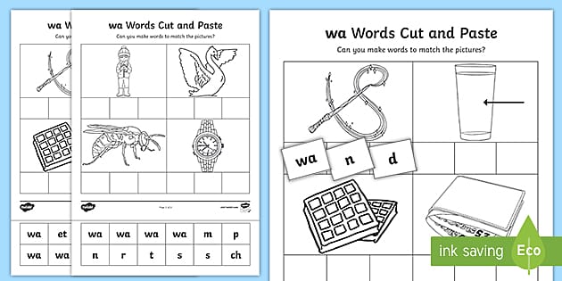 Wa Words And Sound Cut And Stick Worksheet Profesor Hizo