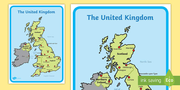 Labelled Map Of England Labelled Map Of The Uk | Primary Teaching Resources | Twinkl