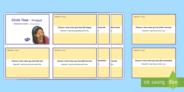 mindful me circle time emotion cards english afrikaans
