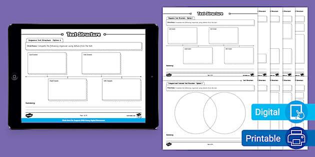 Text Structure Graphic Organizers for 6th-8th Grade - Twinkl