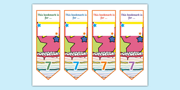 👉 Editable Birthday Bookmarks (Age 7) (teacher made)