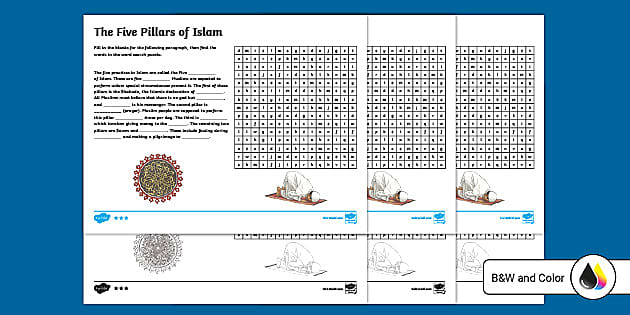 Five Pillars of Islam Worksheet Religion Twinkl USA