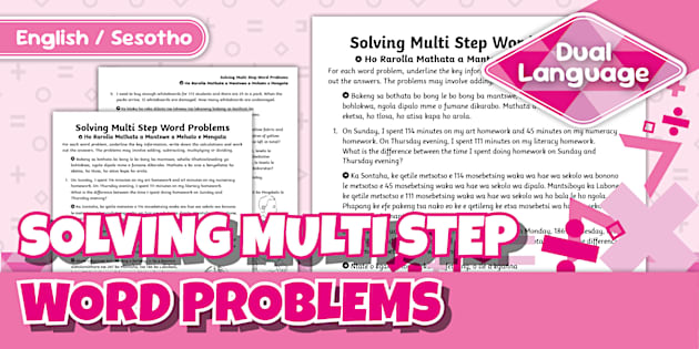 Grade 4 Maths - Term 3 - Solving Multi-Step Word Problems Worksheet ...