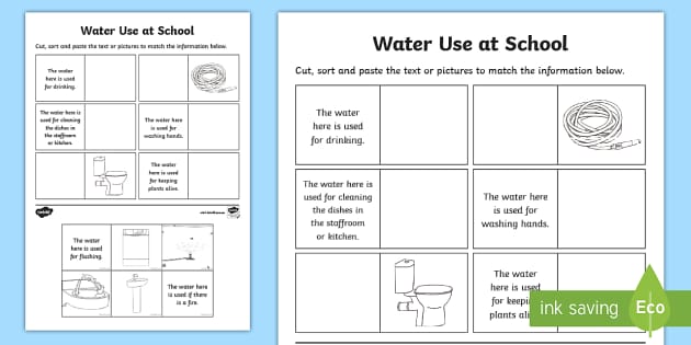 Water Use at School Worksheet (teacher made)