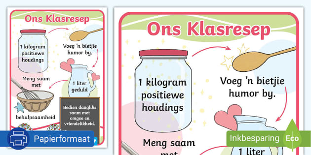 Ons Klasresep Plakkaat Teacher Made Twinkl