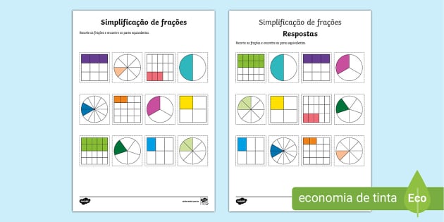 Matemática, Frações equivalentes, Atividades frações