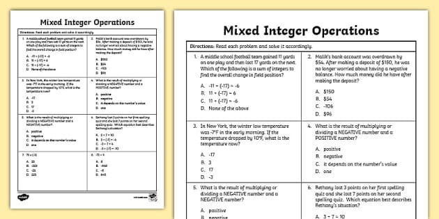 Negtive and Positive Rules for Integers (Free Cheat Sheet)