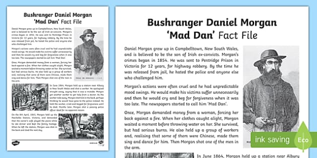 Bushranger Daniel Morgan Fact Sheet-Australia - Twinkl