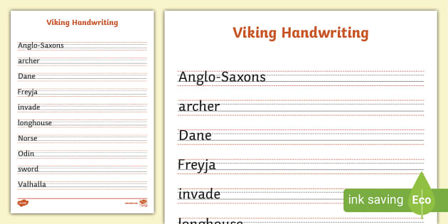 Viking Handwriting Practice,viking writing (teacher made)