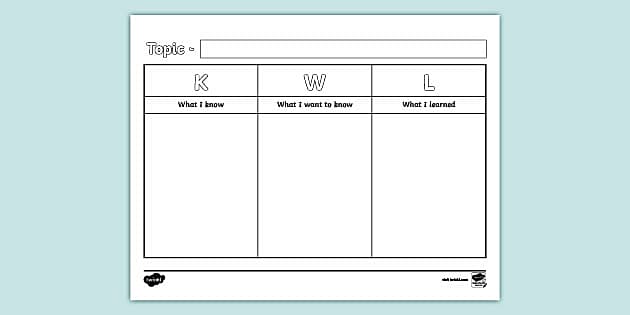 Blank KWL Chart Template Printable Worksheet Twinkl