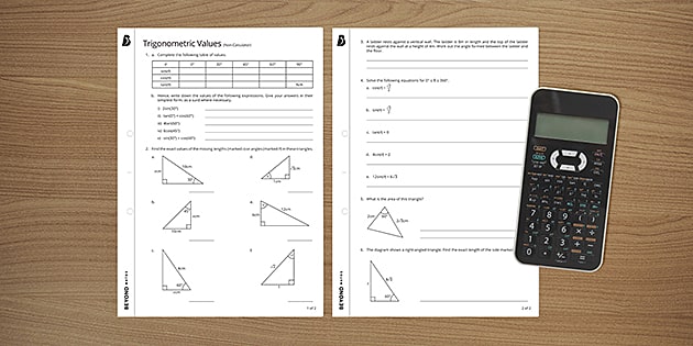 Exact Trig Values - GCSE Maths - Steps, Examples & Worksheet