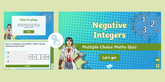 FREE! - 👉 Negative Integers Multiple Choice Maths Quiz - KS2 Revision