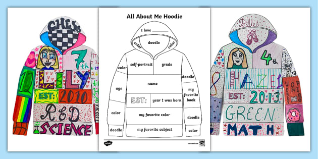 Printable Worksheet All About Me Hoodie Template Twinkl USA