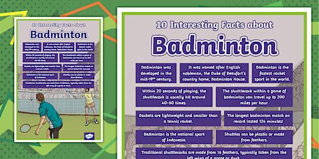 10 Facts about Badminton Display Poster - Twinkl