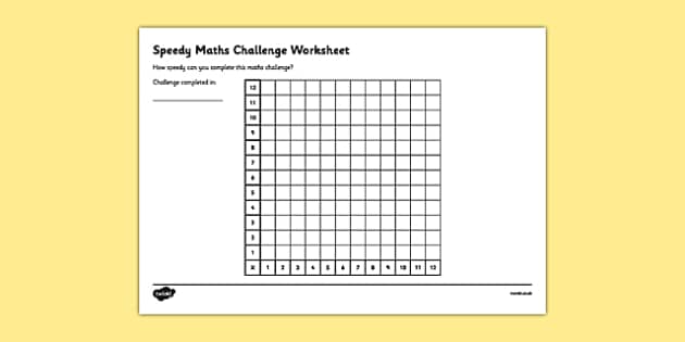Speedy Maths Challenge Worksheet 1