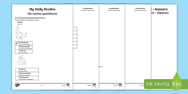 Feuille D Activites Ma Routine Quotidienne English French