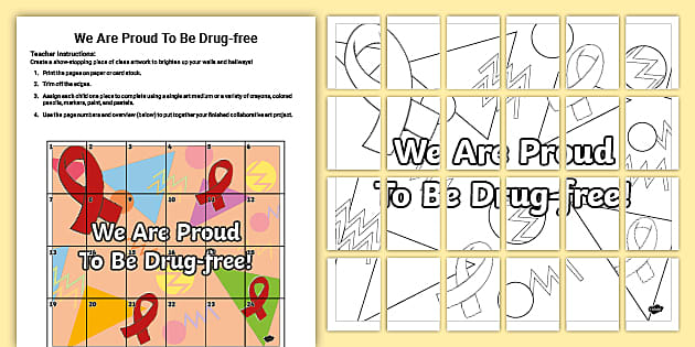 We Are Proud To Be Drug-free Collaborative Art Pack - Twinkl