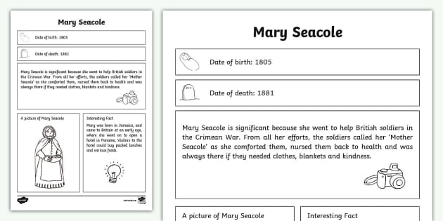 Mary Seacole Significant Individual Fact Sheet Fact Sheet 1516