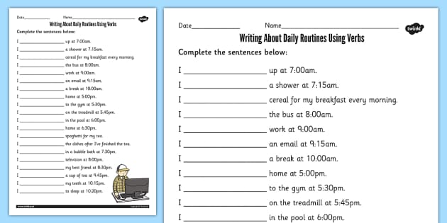 Evaluation daily activities (grammar - reading - writing) - ESL