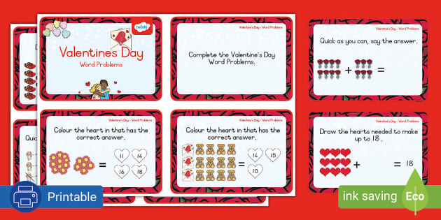 Grade 2 Valentines Word Problem Cards (teacher made)