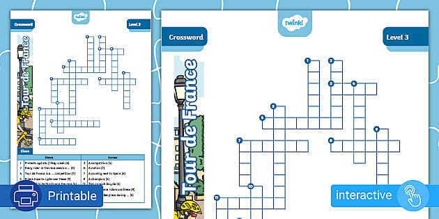 Tour de France Crossword Level 3 Twinkl Kids Puzzles