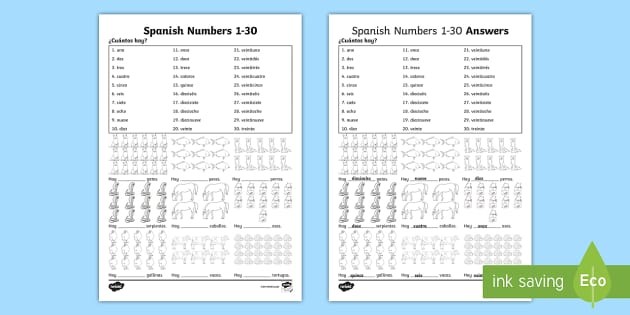 list of spanish numbers 1 30