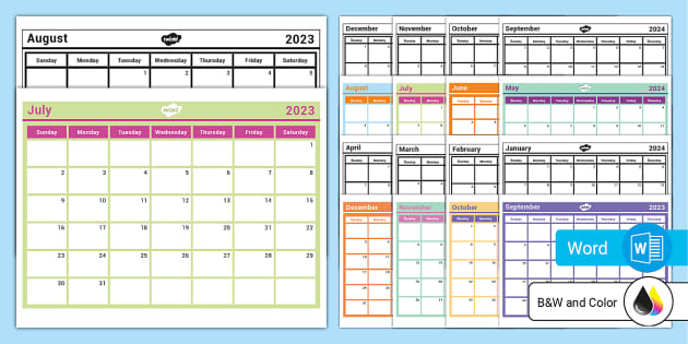 2023-2024 Month at a Glance Calendar (Teacher-Made) - Twinkl