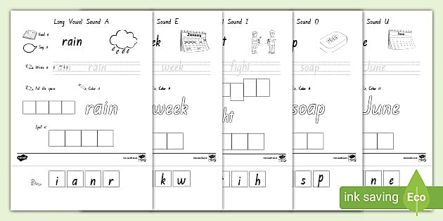 Long and Short Vowel Review, Interactive Worksheet